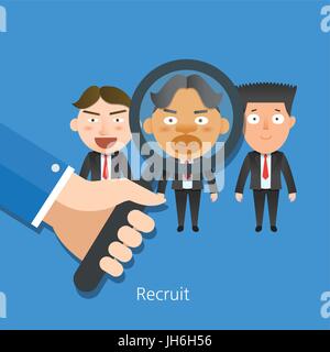 Business corporation reclutare concetto caratteri piatta Illustrazione Vettoriale