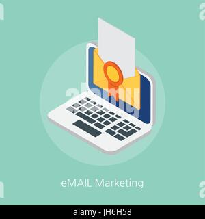E-mail marketing concept design 3D isometrica illustrazione vettoriale Illustrazione Vettoriale