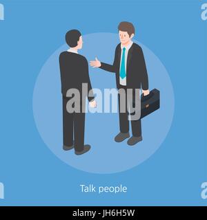 Parlare di persone concept design 3D isometrica illustrazione vettoriale Illustrazione Vettoriale