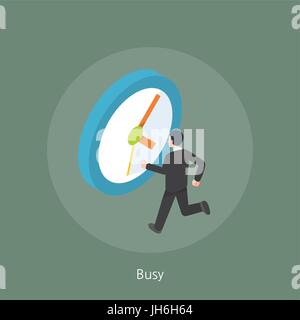 Imprenditore occupato concept design 3D isometrica illustrazione vettoriale Illustrazione Vettoriale