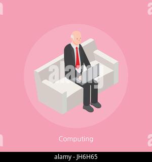 Computing concept design 3D isometrica illustrazione vettoriale Illustrazione Vettoriale