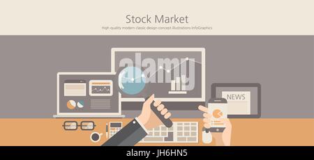 Moderno e classico design stock market concept Illustrazione Vettoriale