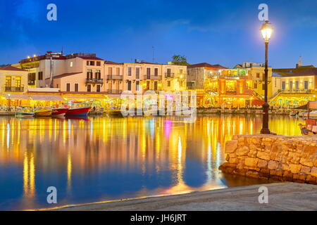 Il vecchio porto veneziano, Rethimno, Creta, Grecia Foto Stock