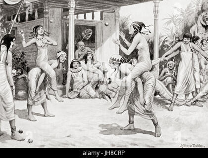 Le giovani ragazze giocare a palla in forma di un ballo nell'antico Egitto. Dopo la pittura da Ambrogio Dudley (1867-1951). Da Hutchinson nella storia delle nazioni, pubblicato 1915. Foto Stock