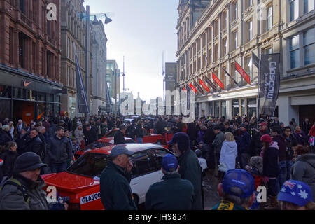 Glasgow Scotland Regno Unito il punto di inizio per il 2013 Rally di Monte Carlo. pre rally show e dire a Buchanan Street Foto Stock