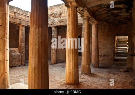 Parco archeologico di Tombe dei Re a Paphos, Cipro Foto Stock