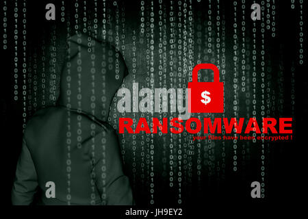 Ransomware,computer hacker o cyber attacco concetto sfondo,3d illustrazione Foto Stock