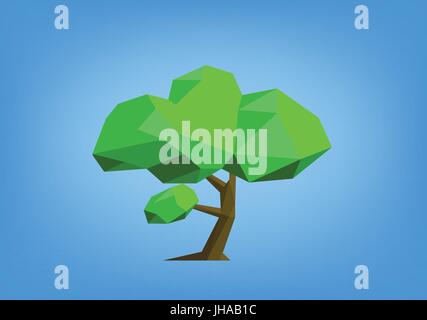 Unico albero illustrazione - bassa poli style Foto Stock