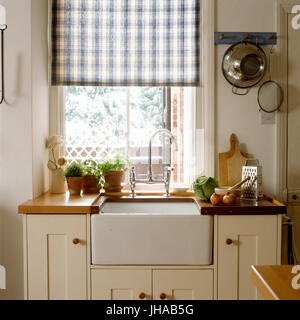 Il lavabo e il banco in stile country kitchen Foto Stock