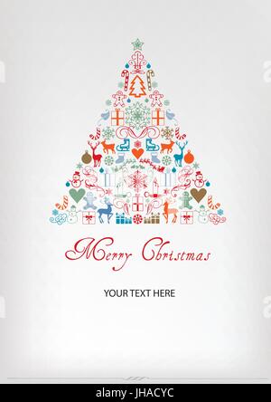 Albero di natale - Merry Chrismas biglietto di auguri Foto Stock