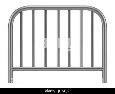 Marciapiede metallico barriera isolata su sfondo bianco Foto Stock