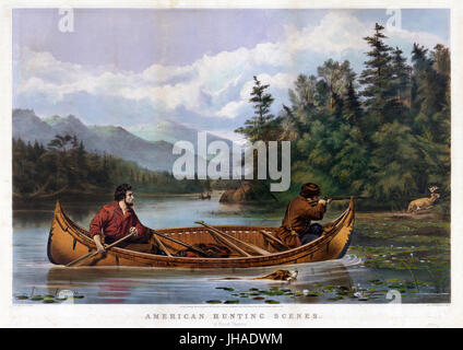 AMERICAN scene di caccia un 1863 stampa da Currier & Ives come parte di una serie di Arthur Tait Foto Stock