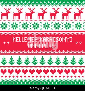 Buon Natale in ungherese pattern - Kellemes Karacsonyi Unnepeket Illustrazione Vettoriale