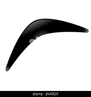 Boomerang australiani. Boomerang nero su uno sfondo bianco. Illustrazione Vettoriale di arma tribale. Vettore di stock Foto Stock