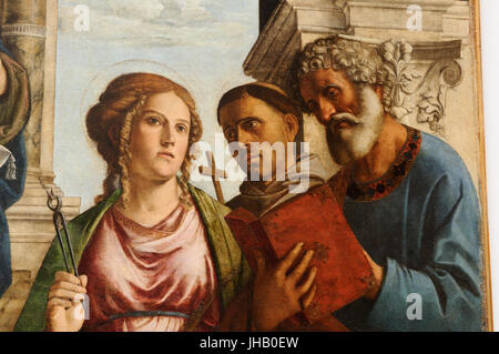 Madonna in trono col Bambino fra angeli e santi - Particolare 02 Foto Stock