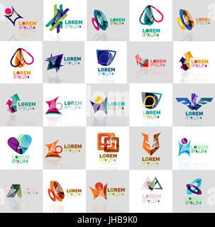 Raccolta di abstract colorati Loghi origami. Azienda concetto universale identità del marchio emblema, elementi, pulsanti Foto Stock