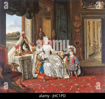 Johan Zoffany - Queen Charlotte (1744-1818) con i suoi due figli maggiori - Foto Stock