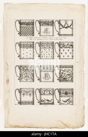 Jean-Baptiste Fay - Disegni per tazze di cioccolato, la piastra 1 a partire dal 1° Cahier d'Ornemens et Fleurs - Foto Stock