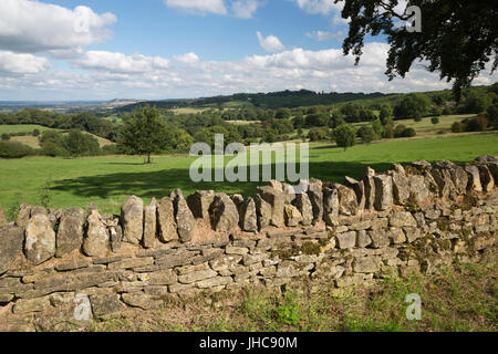 Vista sul paesaggio Cotswold e stalattite parete, Saintbury, Cotswolds, Gloucestershire, England, Regno Unito, Europa Foto Stock