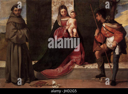 Giorgione, Madonna con il Bambino, Sant Antonio da Padova e San Rocco Foto Stock