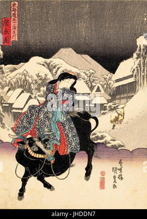 Kunisada, Kambara dalla serie Fifty-Three stazioni della Tokaido con bellezze, 1848 Foto Stock