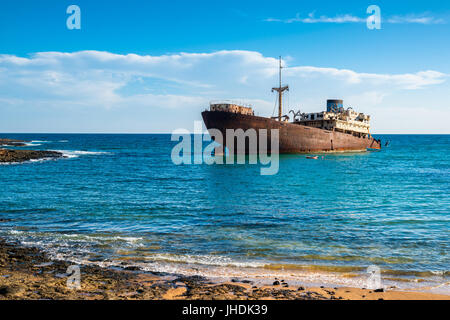 Naufragio al largo della costa di Arrecife, Lanzarote, Isole Canarie, Spagna Foto Stock