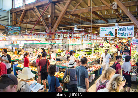 Granville Island il Mercato Pubblico, Granville Island, Vancouver, Canada Foto Stock