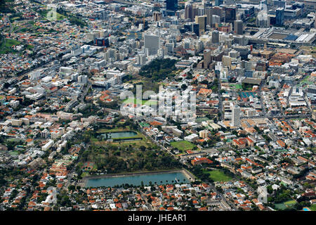 La Table Mountain, vista di Cape Town, Western Cape, Sud Africa Foto Stock