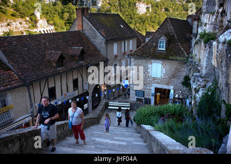 La città medievale di Rocamadour, Dipartimento di Lot, Midi-Pirenei, Francia Foto Stock