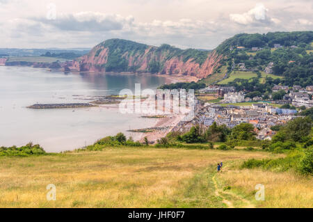 Spiaggia a Sidmouth, nel Devon, Inghilterra meridionale. Foto Stock