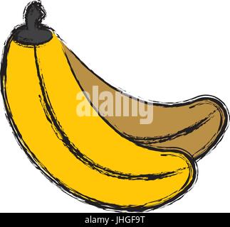 Banane icona di frutta su sfondo bianco design colorato illustrazione vettoriale Illustrazione Vettoriale