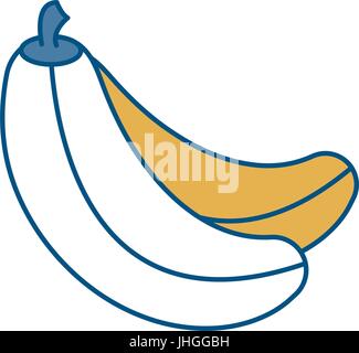 Banane icona di frutta su sfondo bianco design colorato illustrazione vettoriale Illustrazione Vettoriale
