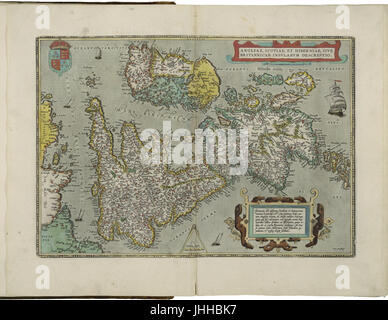 Mappa di Inghilterra, in Scozia e in Irlanda da Abraham Ortelius Foto Stock