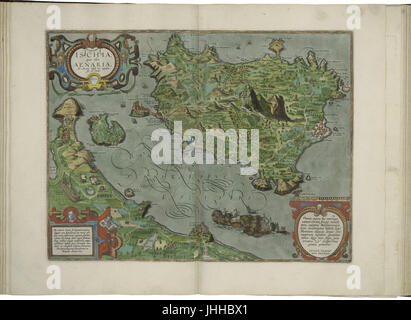 Mappa di Ischia da Abraham Ortelius Foto Stock