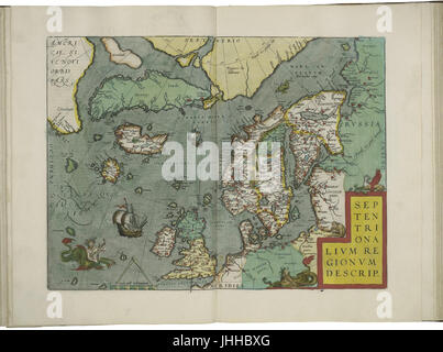 Mappa della Scandinavia da Abraham Ortelius Foto Stock