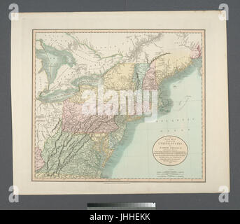 Una nuova mappa di parte degli Stati Uniti di America del Nord - contenente quelle di New York, Vermont, New Hampshire, Massachusets, Connecticut, Rhode Island, Pennsylvania, New Jersey, del Delaware e del Maryland (NYPL b13505517-434141) Foto Stock