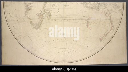 Mappa del mondo su una proiezione globulare (NYPL b15514847-1618950) Foto Stock