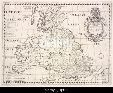 Una nuova mappa delle isole britanniche, annunziando il loro antico popolo, città e cittadine di nota, del tempo dei Romani (NYPL b15114268-1630706) Foto Stock