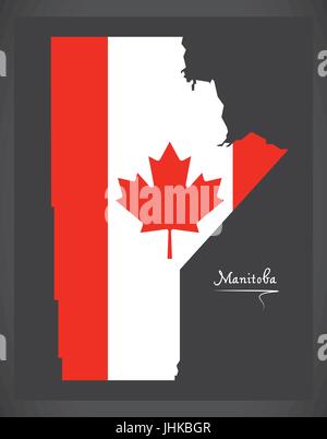 Manitoba Canada mappa con canadese bandiera nazionale illustrazione Illustrazione Vettoriale