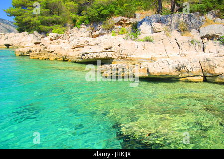 Bellissima spiaggia sul isola di Hvar in Croazia Foto Stock