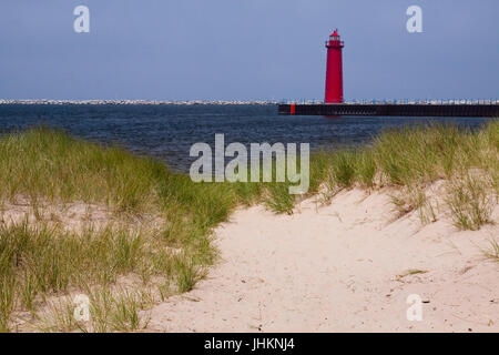 Muskegon Pier faro Foto Stock