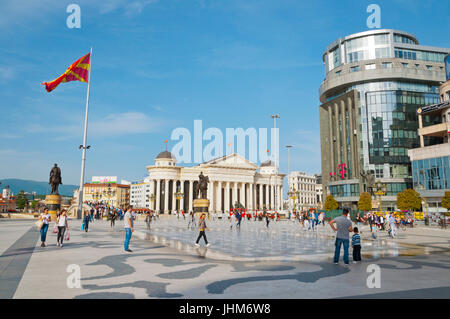 Plostad Makedonija, Macedonia square, Skopje, Macedonia Foto Stock