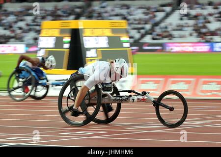 Hannah Cockroft (GBR) vince, Womens 100m T34 finale. Mondo para di atletica. London Olympic Stadium. Queen Elizabeth Olympic Park. Stratford. Londra. Regno Unito. 14/07/2017. Credito: Sport In immagini/Alamy Live News Foto Stock