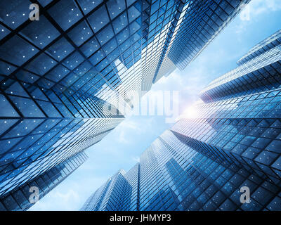 3D rendering edificio per uffici con finestre di vetro Foto Stock