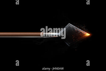 Blazing battenti frecce su sfondo nero isolato. Concetto. 3D render Foto Stock