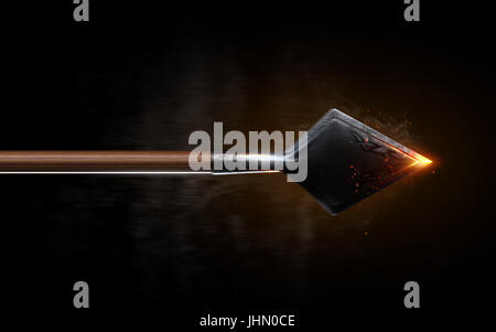 Blazing battenti frecce su sfondo nero isolato. Concetto. 3D render Foto Stock