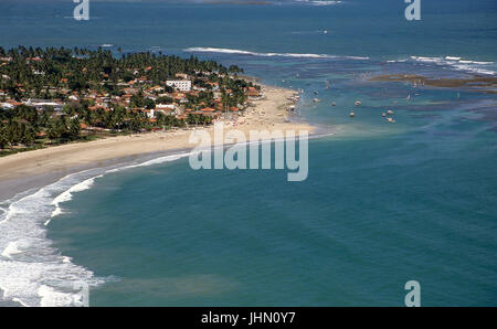 Vista aerea; Porto de Galinhas; Pernambuco; Brasile. Foto Stock