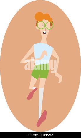 Giovani caucasici uomo parigamba.Felice sportivo in esecuzione all'esterno. Illustrazione Vettoriale