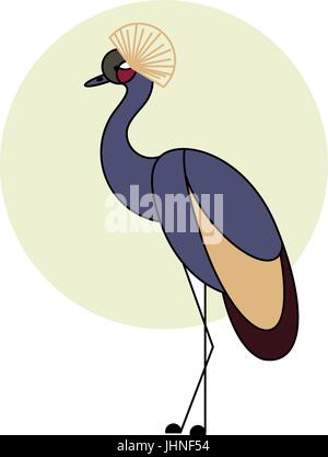 Crowned Crane. Uccello tropicale. Colorato stile piatto Illustrazione Vettoriale