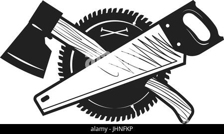 Lavori in legno Lavori di falegnameria, carpenteria logo o icona. Illustrazione Vettoriale Illustrazione Vettoriale